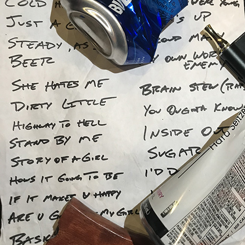 Set list from a recent Lies From Granny show at Sollys in DC